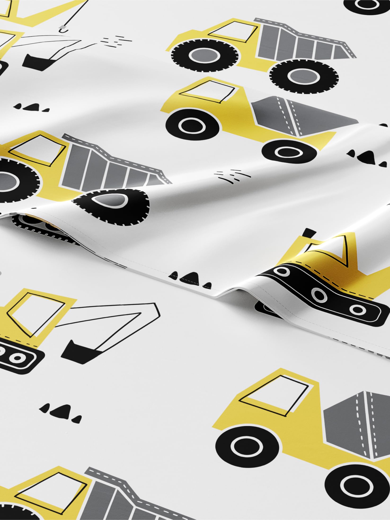 Kids Queen Construction Bed Sheets - 4 Piece Kids Construction Sheet Set