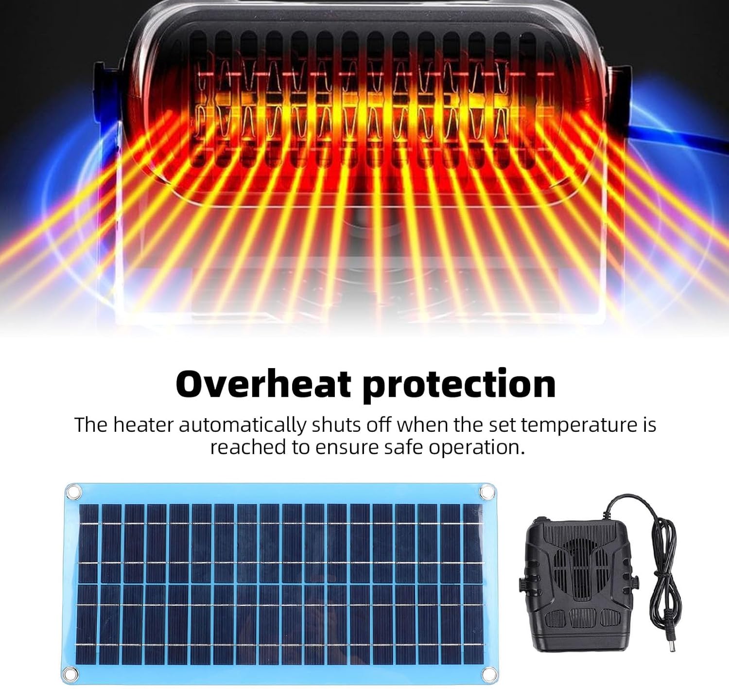 LiebeWH 30W Solar Powered Heater Portable Car Solar Heater for Chicken Coop with Overheat Protection for Drying Heating Pet House Warm Wind Gear