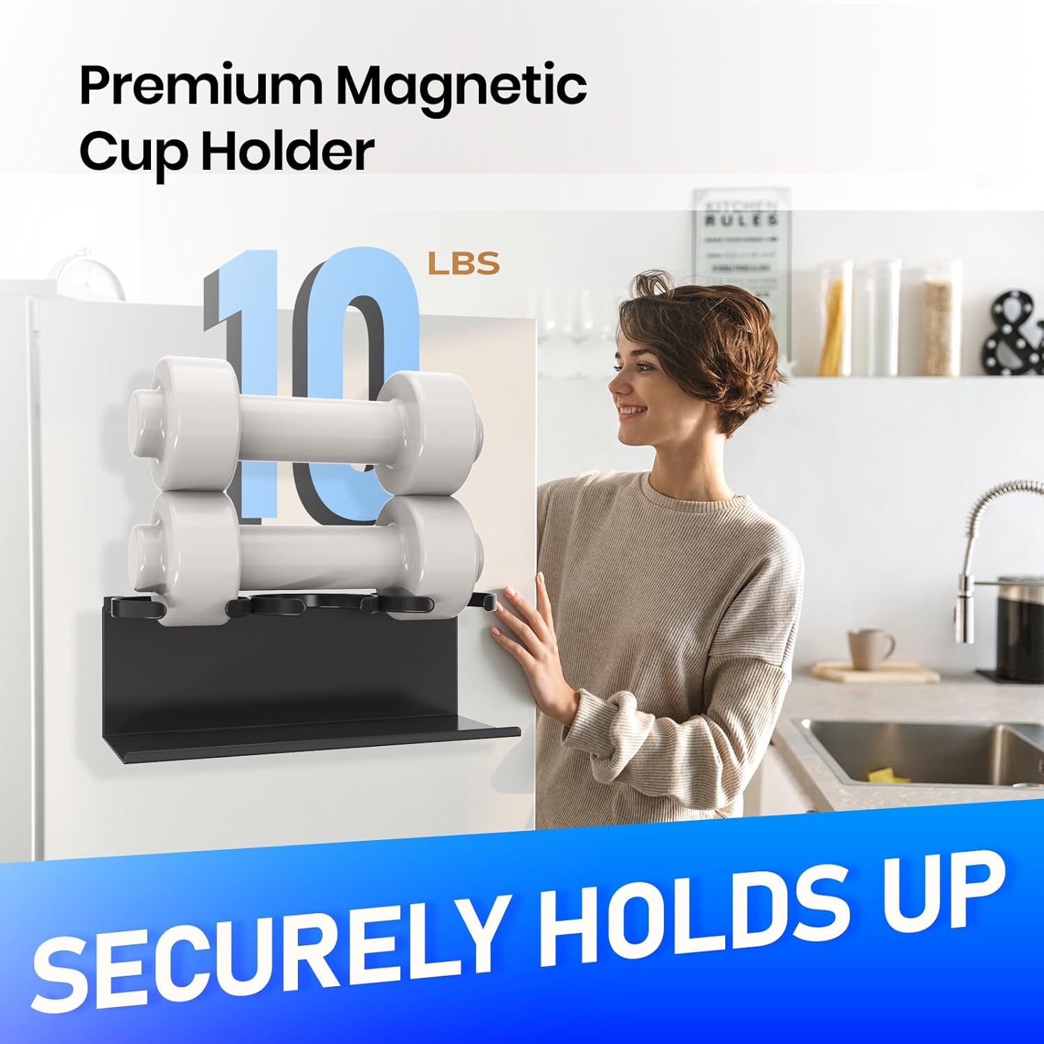 2 Pack Magnetic Cup Holder for Stanley, 30 & 40 oz Tumbler Organizer with Handle, Strong Fridge & Wall Mount Water Bottle Organizer for Refrigerator, Gifts Ideal (6 Cups)