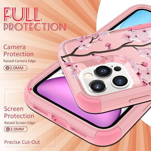 Miniatura 5 de Funda protectora para iPhone 14 Pro Max, diseño de flores florecientes, a prueba de caídas, para mujeres y niñas, protección resistente a prueba de