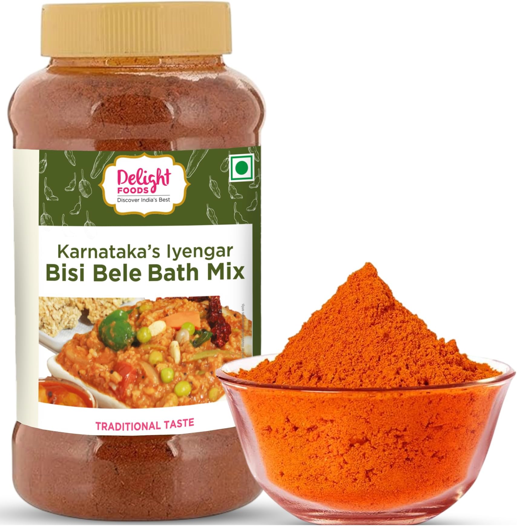 Delight Foods Karnataka Iyengar Bisi Bele Bath Masala Powder 250g | Authentic South Indian Spice mix | Traditional Iyengar Recipe | No Added Preservatives