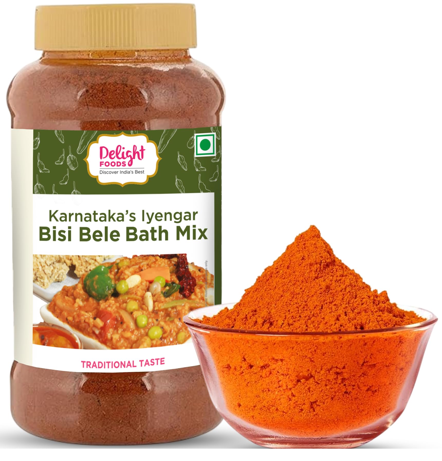 Delight Foods Karnataka Iyengar Bisi Bele Bath Masala Powder, 250g | Authentic South Indian Spice mix | Traditional Iyengar Recipe | No Added Preservatives