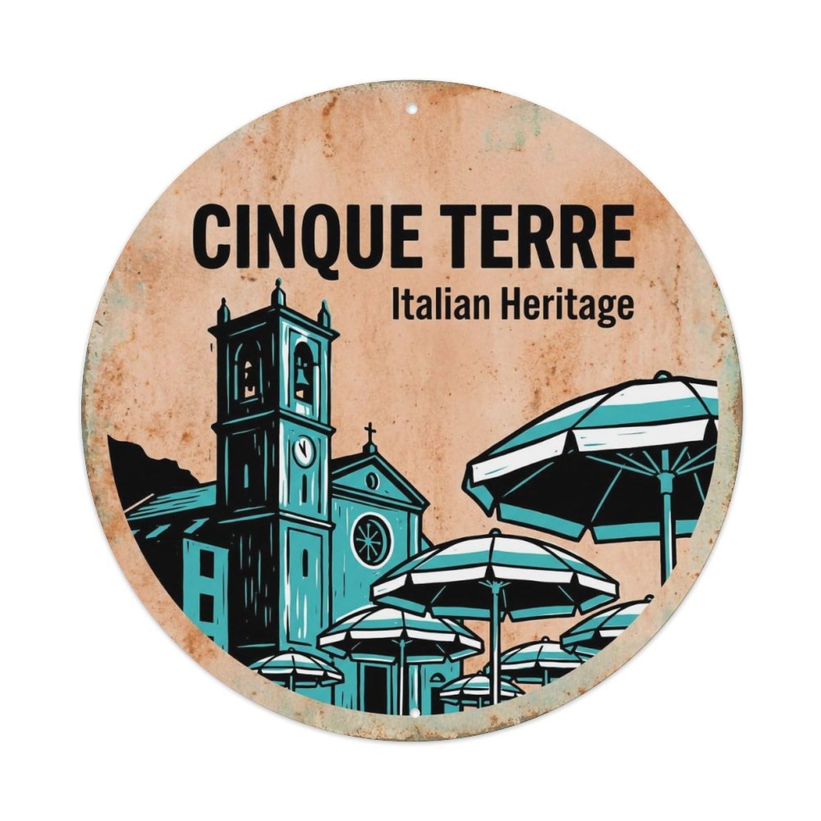 Vintage Travel Cinque Terre Italy Heritage Metal Tin Sign