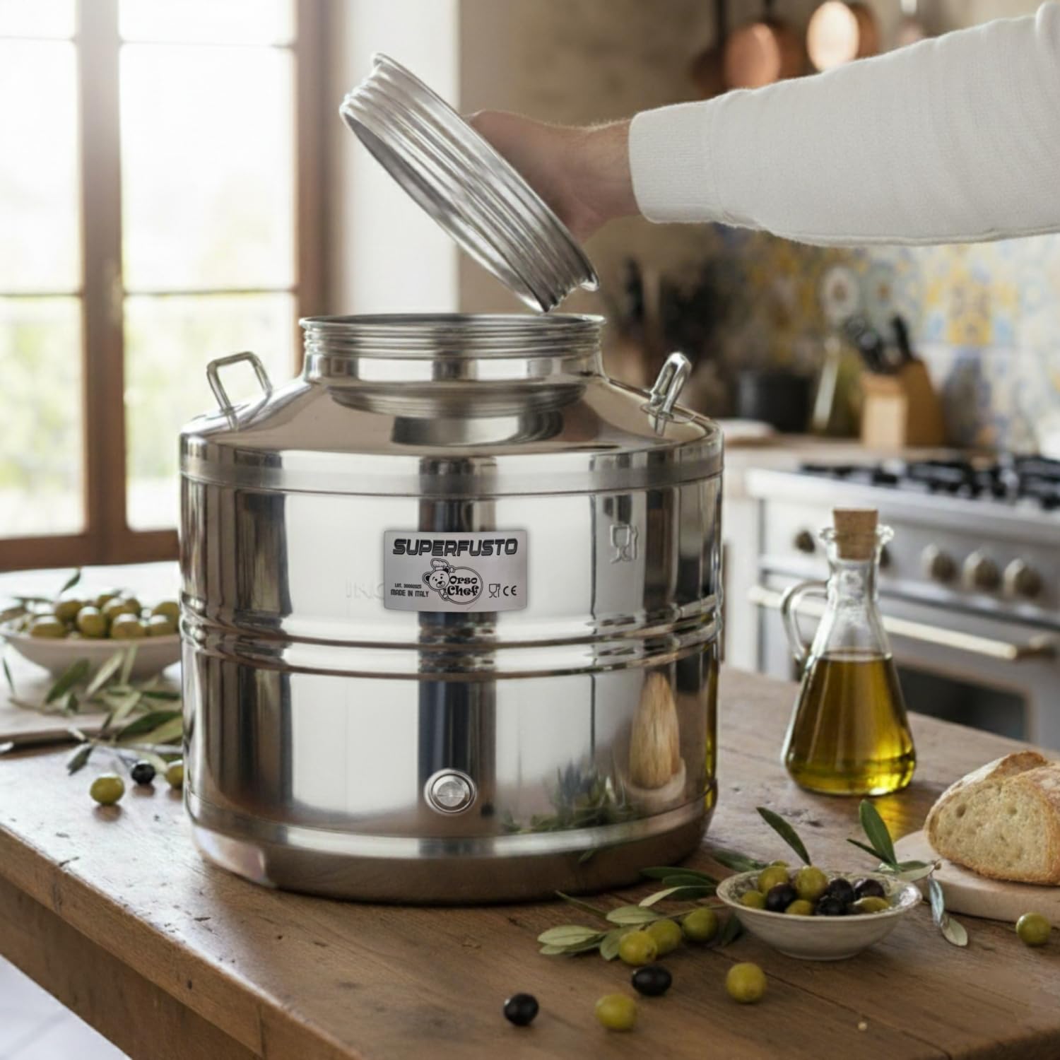 Fusto Inox 15 Litri per Olio e Vino – Extra Strong SALDATO Non Perdite in Acciaio con Rubinetto | Bidone Tanica Barile per Olio d’Oliva, Vino, Liquidi Alimentari