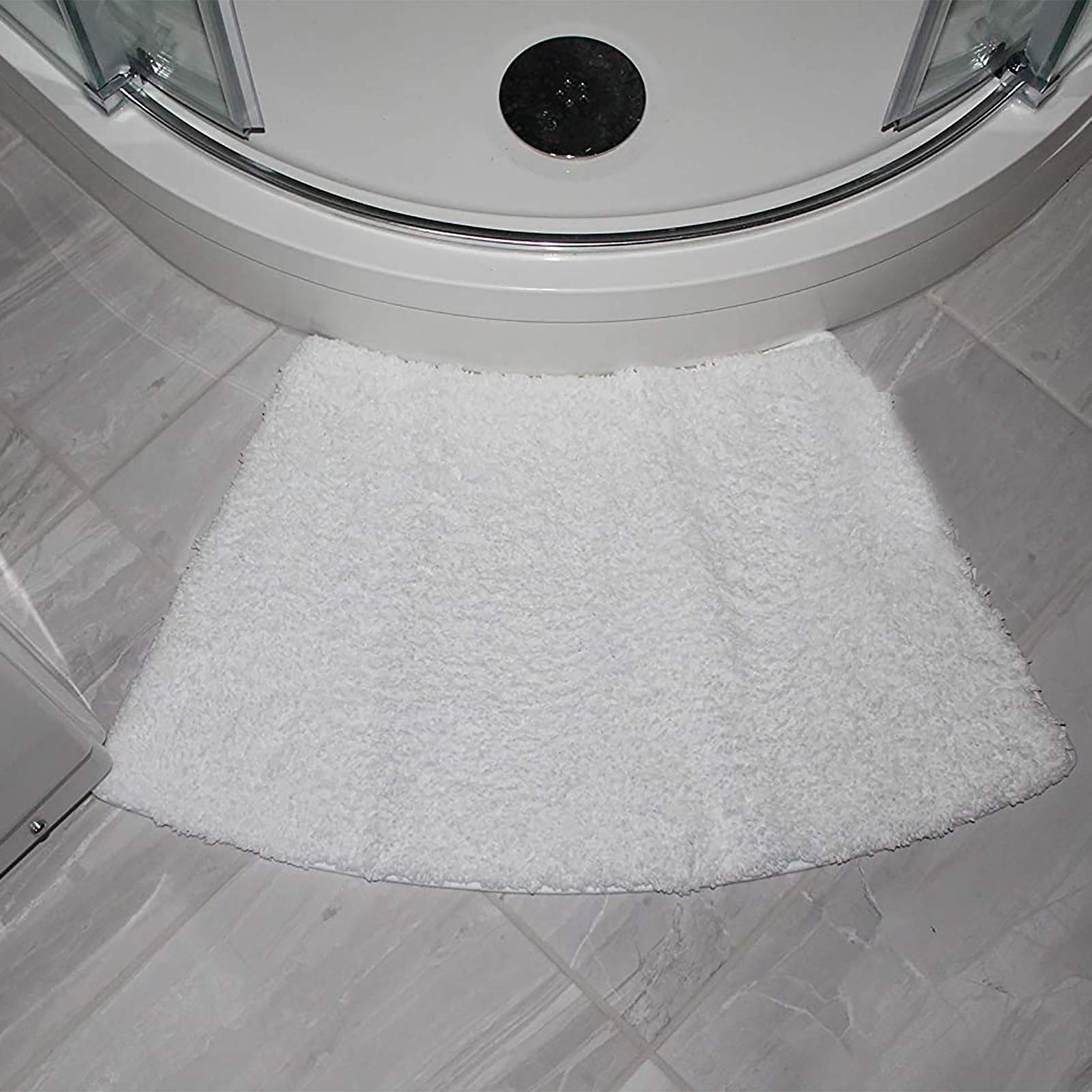 Curvado Alfombrilla de Ducha Antideslizante, Quadrant Alfombrilla de Ducha para Esquina Lavable a Máquina, Alfombra Baño Esquina, Microfibra Suave, para Inodoro, 45x100cm