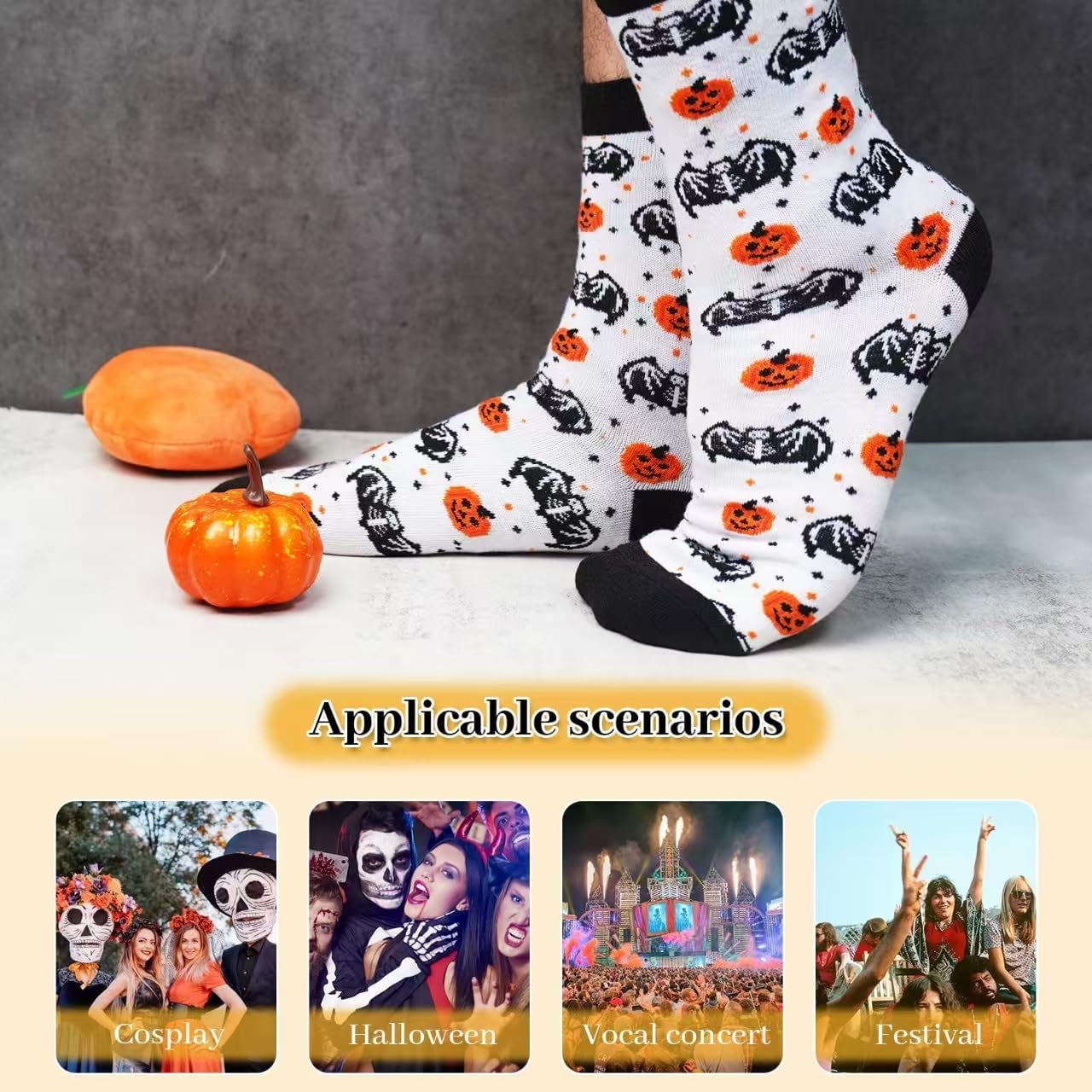 ANOTION Halloween Socks - Novelty Printed Gifts for Women, Men, Teen Girls, Boys - Image 3