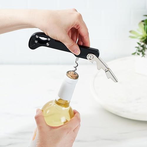 Miniatura 3 de True Recoil Waiters - Sacacorchos para vino, acero inoxidable duradero con abridor de botellas integrado y cortador de papel de aluminio de 4 ruedas