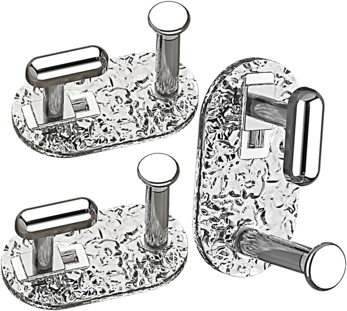 Healeved 3pcs Adhesive Wall Mounted Washbasin Hooks Metallic Bathroom Storage Hooks for Dormitory and Home Organization