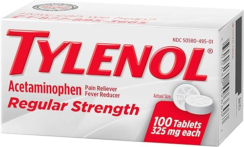 Miniatura 12 de Tylenol Tabletas de fuerza regular, analgésico de paracetamol y reductor de fiebre, 100 unidades