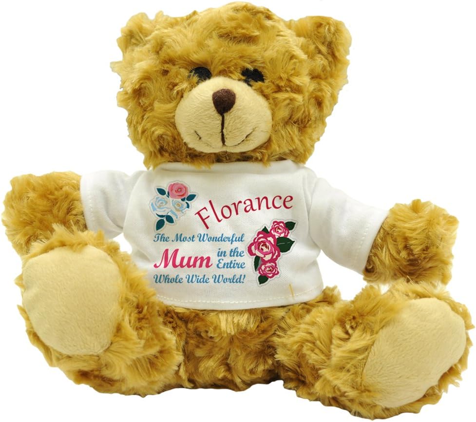 Florance The Most Wonderful Mum In The Entire Whole Wide World! Personalised Mother's Day Plush Teddy Bear (Approx 22cm High).