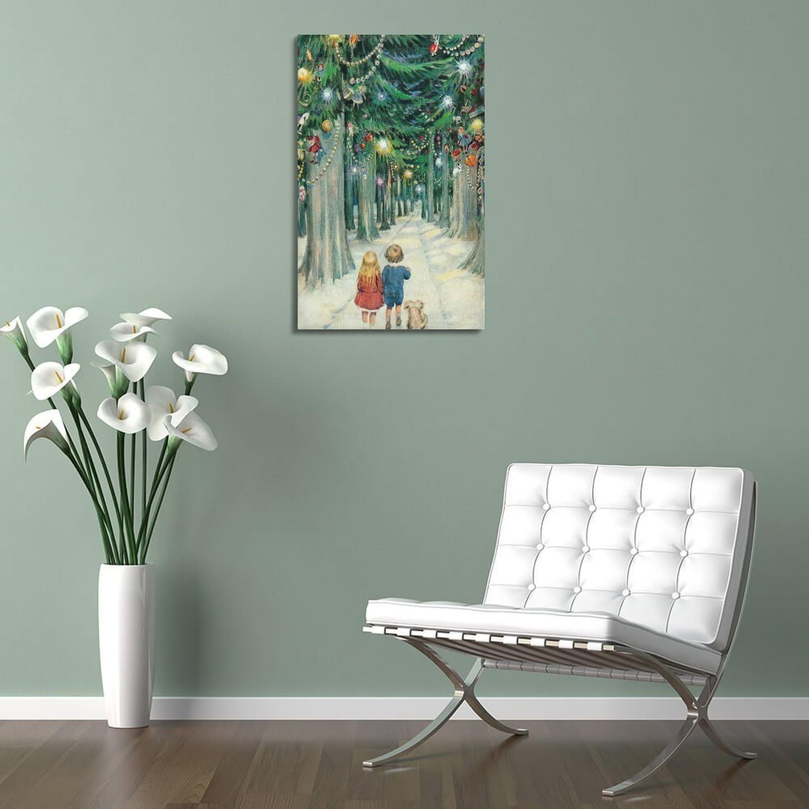 CWLLOG Stampe artistiche da parete su tela, poster natalizio giocoso avventura nella foresta che mostra festival innocenti, decorazione moderna per soggiorno e camera da letto, 40 x 60 cm