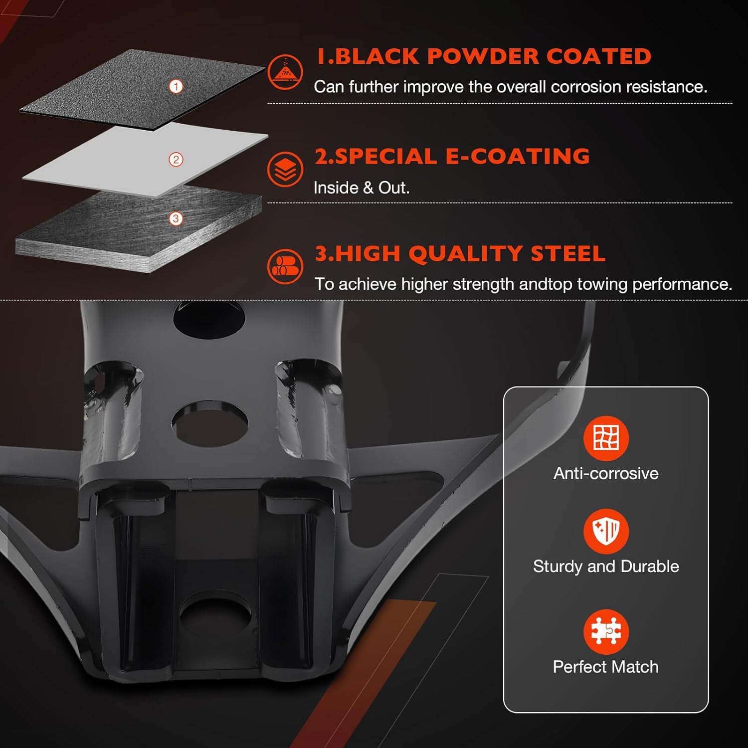 Rear 2" Receiver Hitch Compatible with 2018-2025 Yamaha Kodiak 450 | Replaces OEM# B16-F85H0-V0-00 | Heavy Duty Steel Trailer Towing Hit