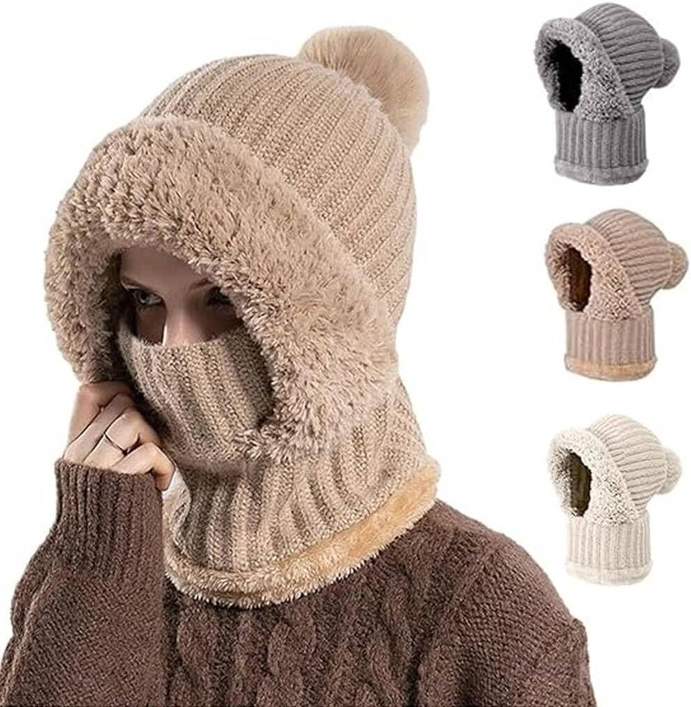 3 in 1 Beanie Hat for Women,3 in 1 Beanie Hat with Scarf and Mask