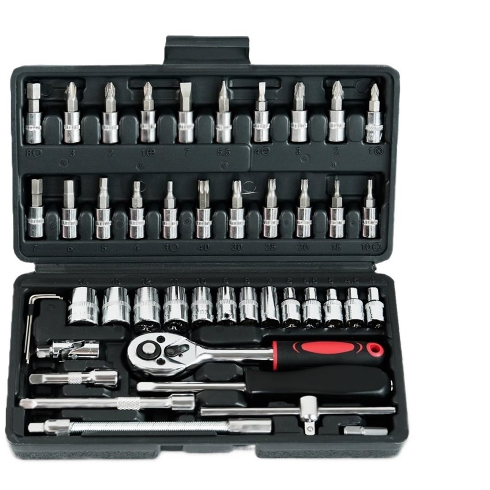 OLAQWENB Torque Wrenches Motorcycle Repair Tool Kit 1/4-Inch Socket Set Car Ratchet Torque Wrench Combo Auto Repairing Tools Precision Torque Wrench(Black)