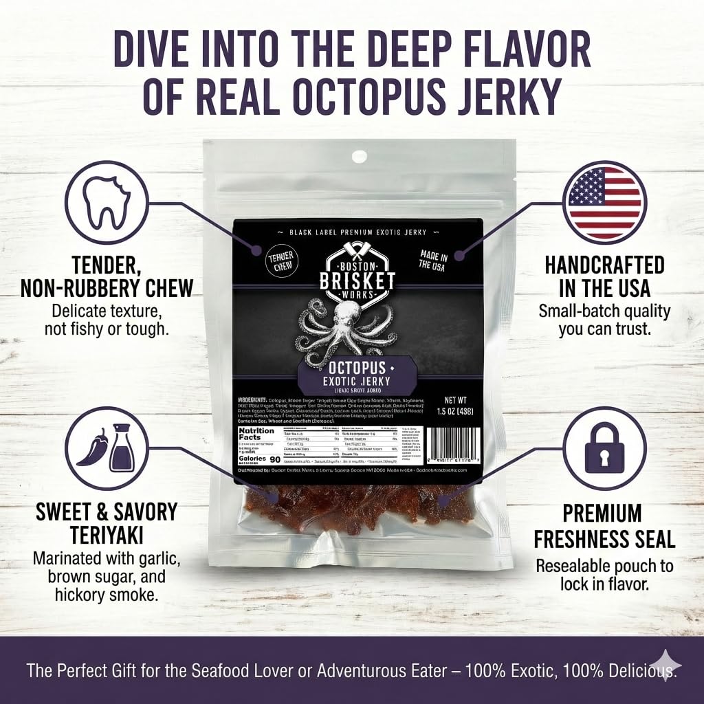 OCTOPUS JERKY – 100% Octopus Meat - Exotic Wild Game Snack