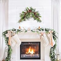 Vista 4 de DearHouse - Botín de Navidad artificial de 24 pulgadas, botín de buzón de Navidad con colección invernal de pino y luces LED para decoración