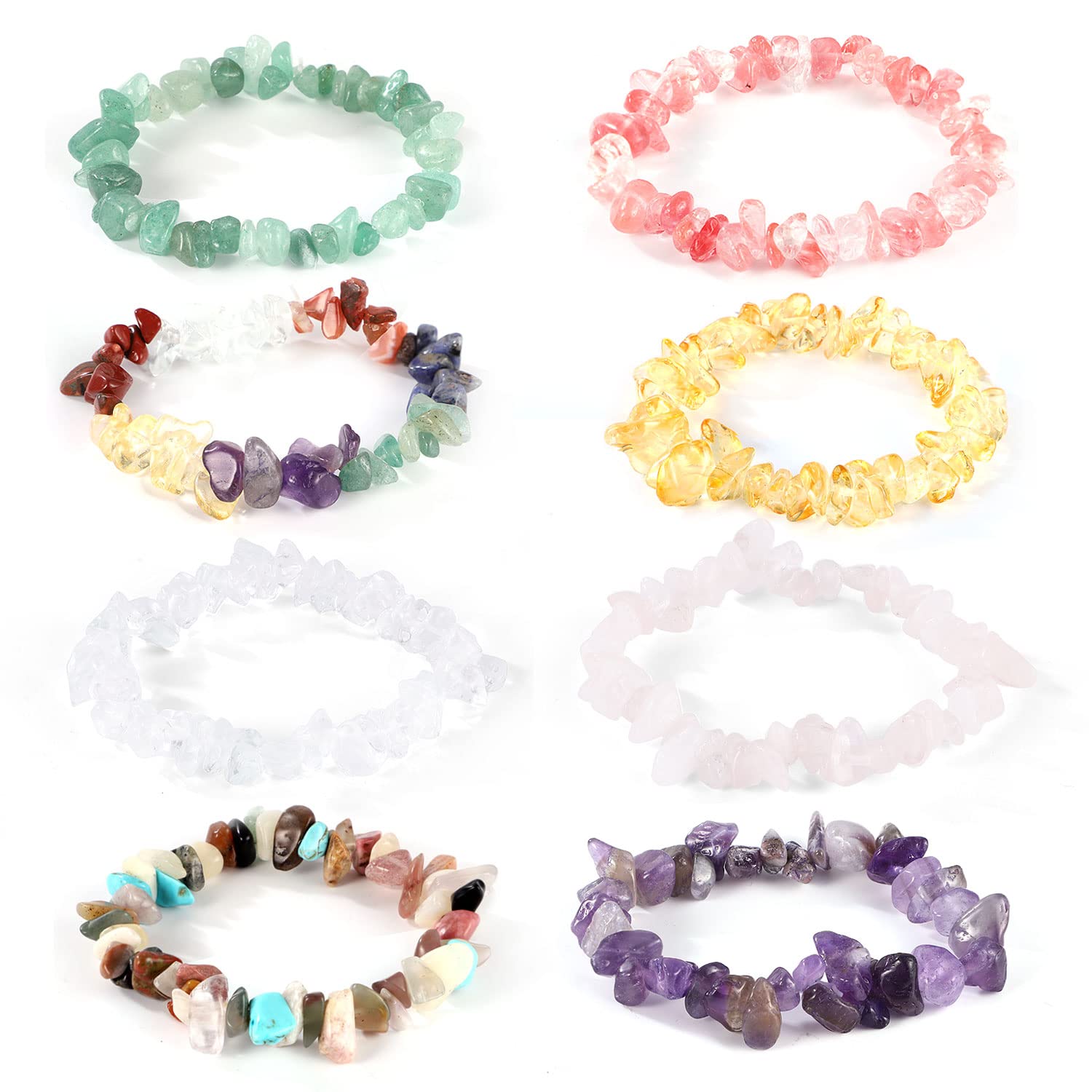 UEUC Bracciale 7 Chakra In Pietre Naturali 8mm – Elasticizzato, Per Yoga E Meditazione, Regalo Benessere (#36)