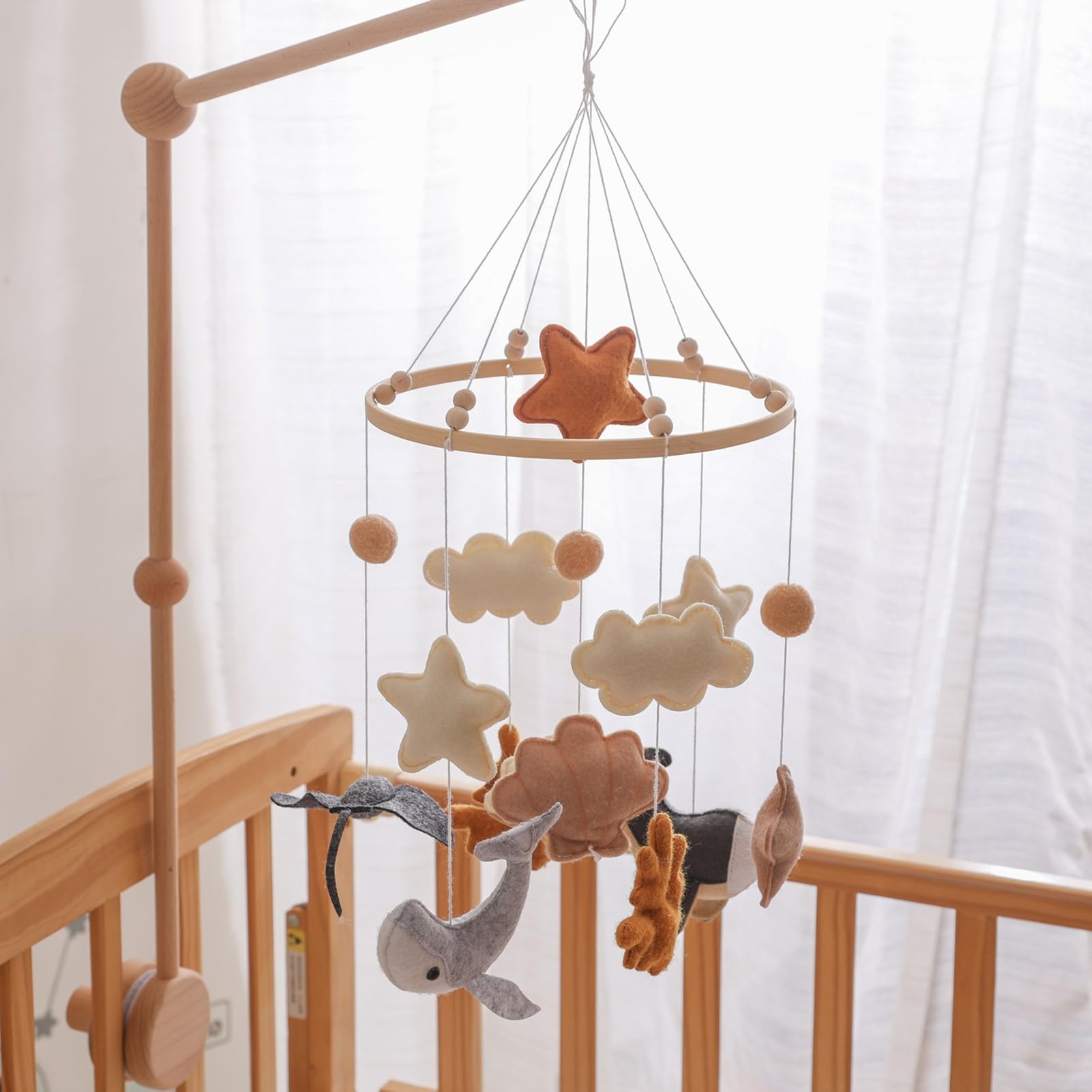 Mobili Per Mobile in Feltro per Bambini | Giocattolo Appendibile Carillon in Feltro con Animali Marini Stile Cartoon Decorazione per Camera Culla Cameretta dei