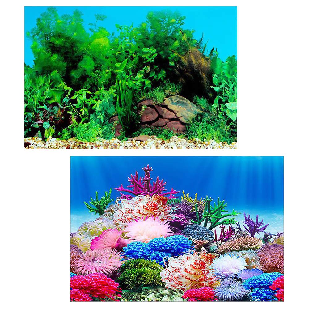 NA 2 Pcs 3D Fish Tank Background Poster 28 * 42cm Aquarium Poster Aquarium Sticker for Fish Tank Aquarium