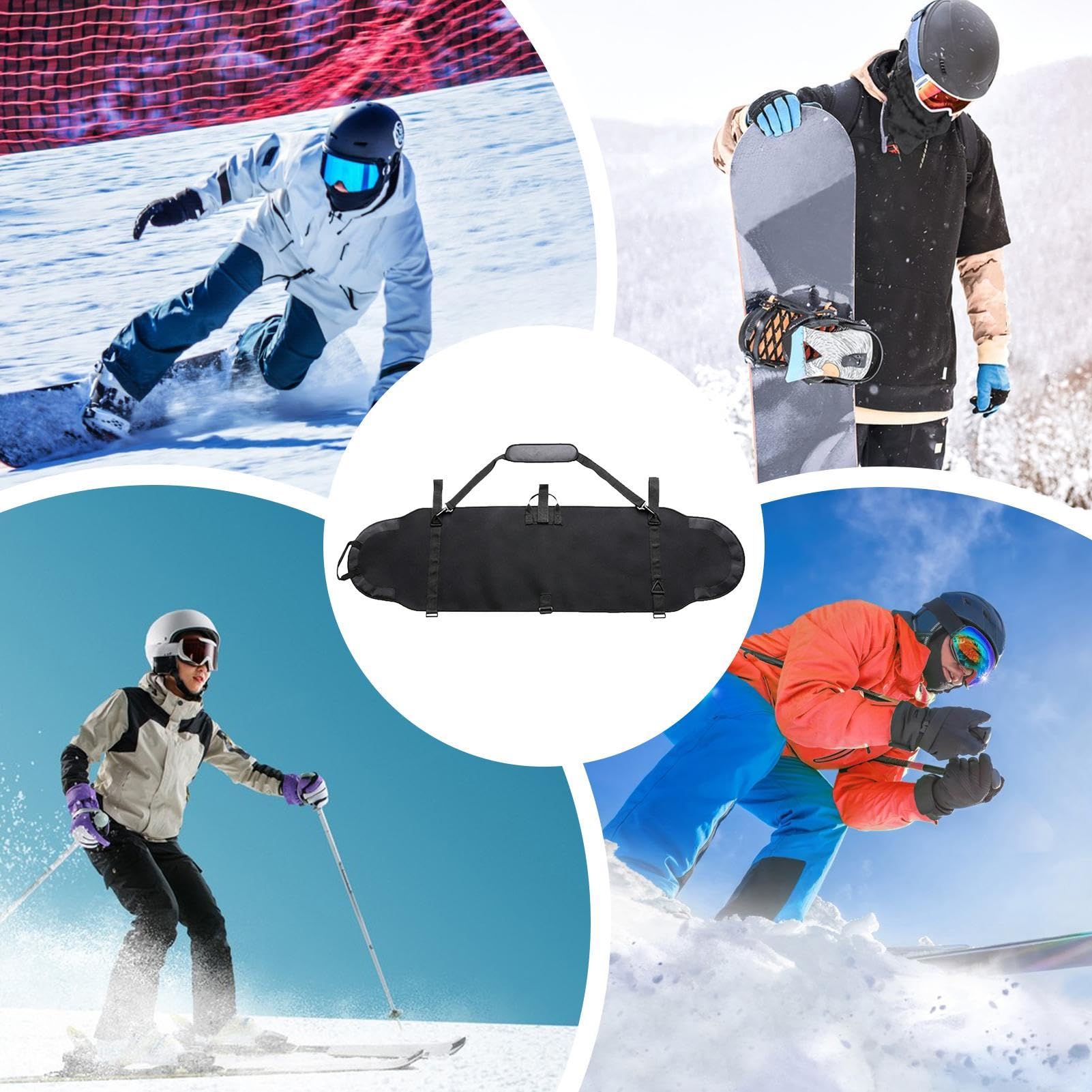 Generico Borsa da Snowboard per Viaggi Aerei, Impermeabile, Resistente, Portatile, Nero, 145x40 cm