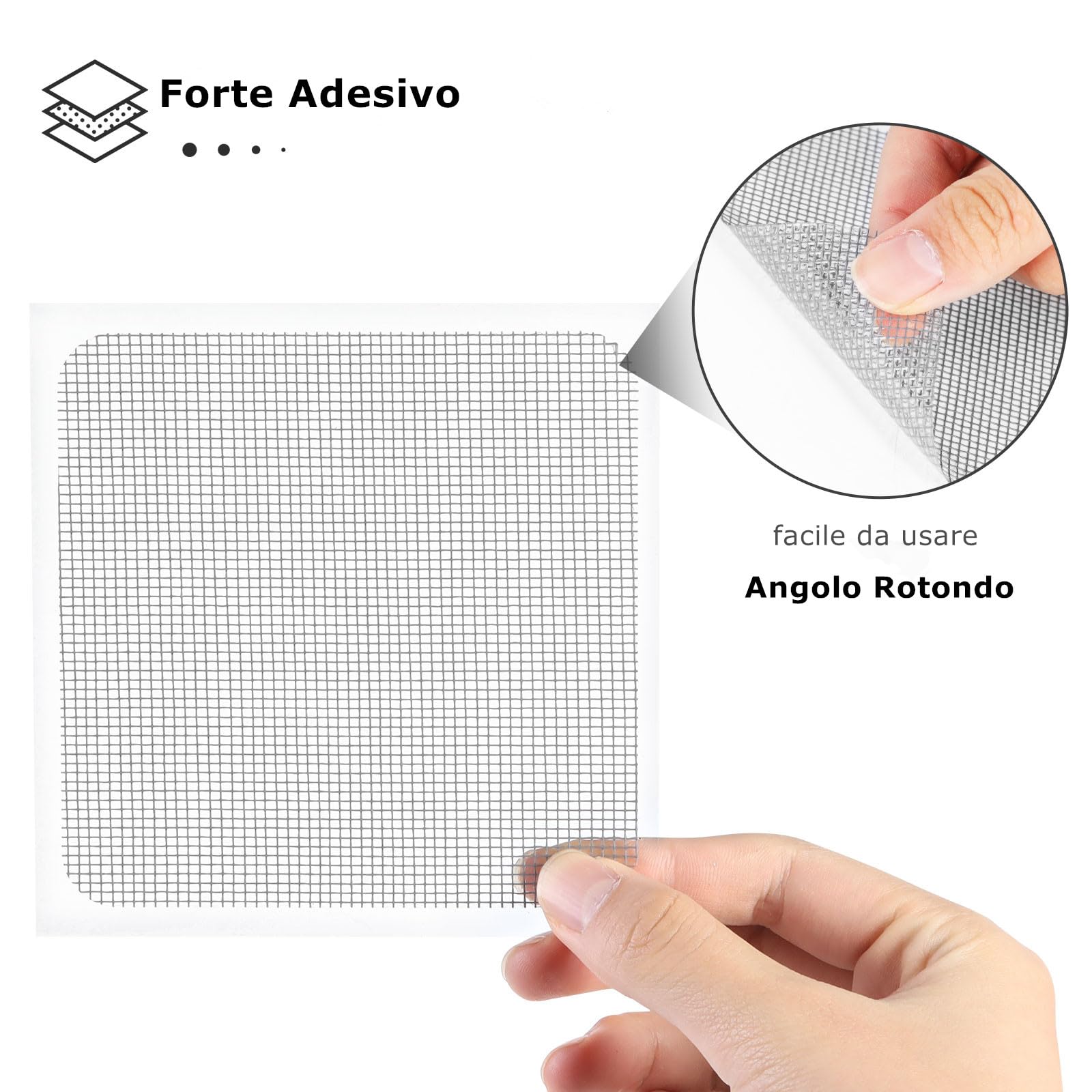 Secopad Kit di riparazione per finestre e porte a rete, 3 misure, 14 fogli, colore grigio/nero, nastro adesivo in fibra di vetro resistente