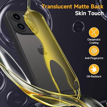 Mootobo for iPhone 14 Pro Case 6.1-Inch, Matte Shockproof Bumper Phone Cover, Military-Grade Protection Ultra Slim 360°Full Body Frosted Translucent Back Phone case(Black)