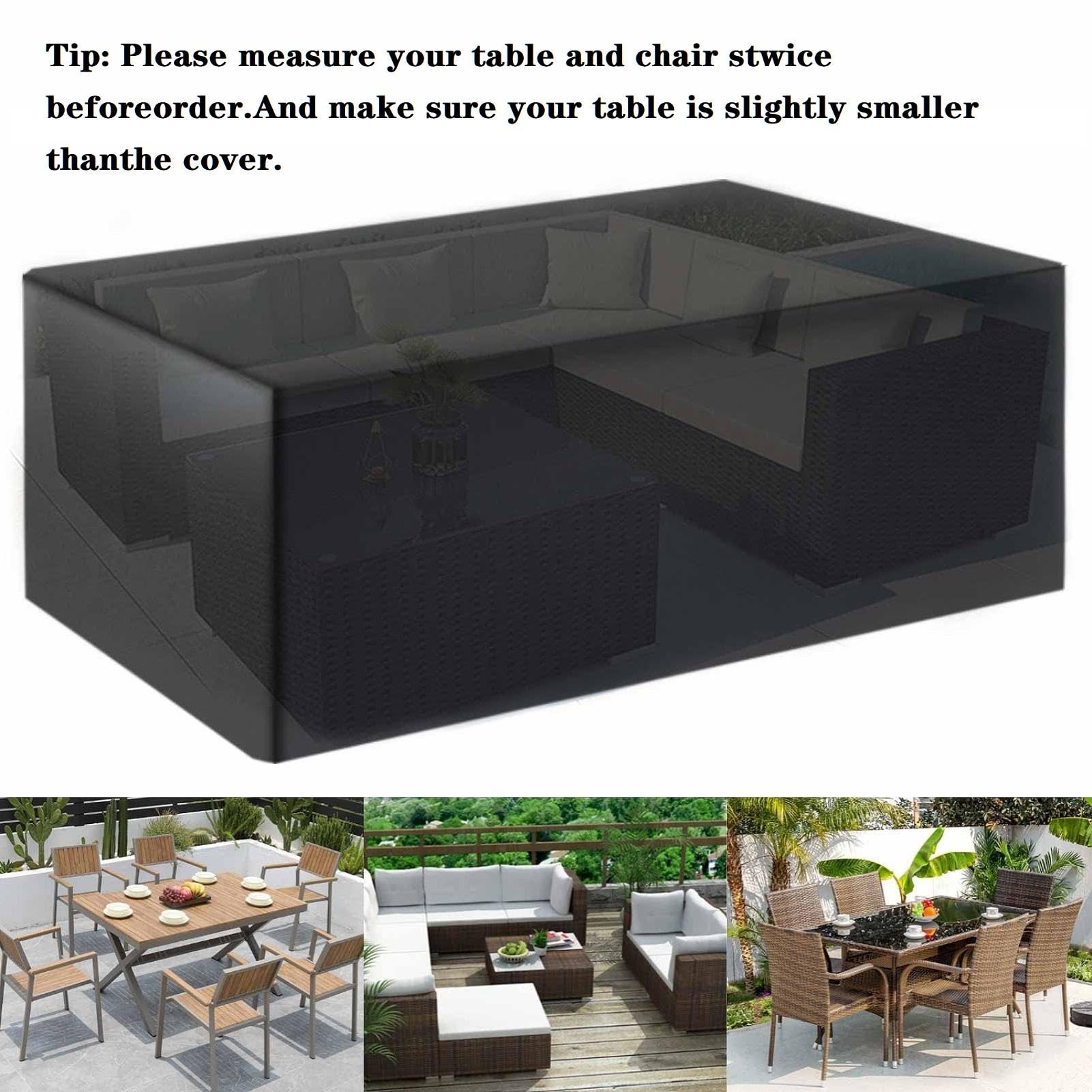 Copridivano da giardino impermeabile in rattan, 365 x 210 x 85 cm, resistente ai raggi UV, antistrappo, protezione per mobili da esterno, resistente, per tutte le stagioni