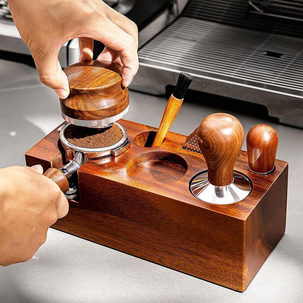 Pudełko Na Organizer Do Kawy Espresso, 51 Mm / 54 Mm / 58 Mm Espresso Tamping Station, Drewniana Stacja Espresso, Stacja Tamper Do Kawy, Regulowana Wysokość, 51/54mm