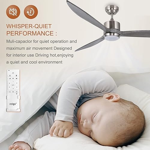 Miniatura 5 de reiga Ventilador de techo grande de 65 pulgadas con motor CC para exteriores con kit de luz LED de atenuación, Alexa, Google Home, aplicación y