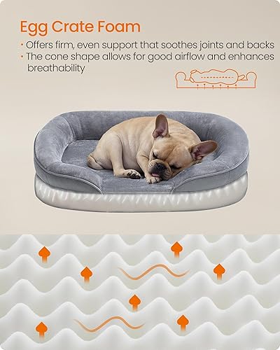 Miniatura 3 de Feandrea Cama para perro, sofá cama ortopédica mediana para perro, 30 x 20 x 7 pulgadas, espuma de jaula de huevos, forro impermeable, bordes