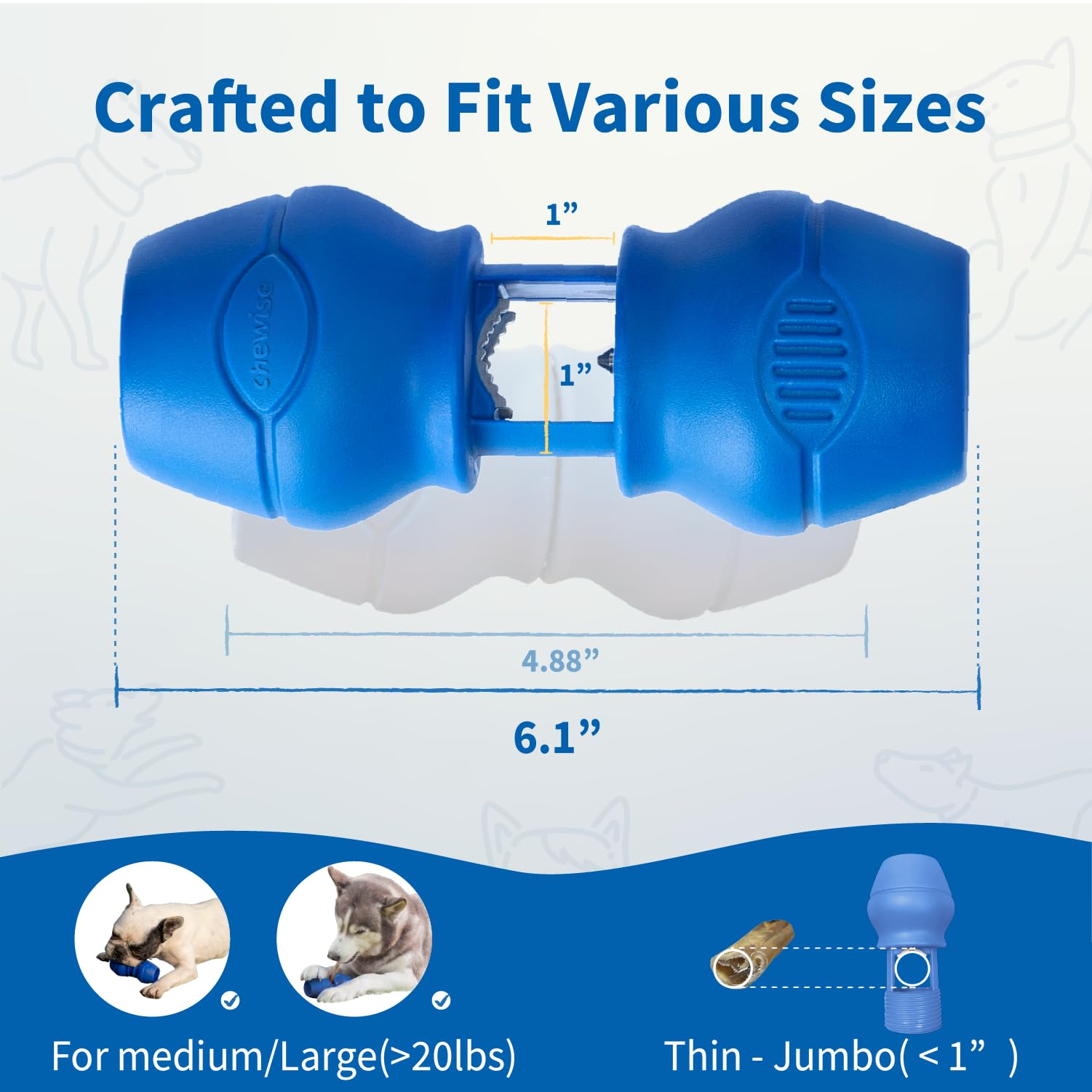 Chewise Supporto per Bastoncini da Masticare per Cani, versione migliorata, resistente e sicuro, dispositivo BPA-free per prevenire il soffocamento, compatibile con vari bastoncini e taglie di cani