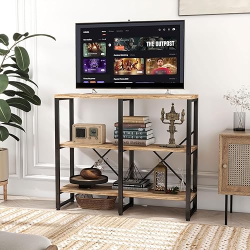 Miniatura 2 de Estantería de 5 niveles, estilo industrial rústico, estantes de almacenamiento, estantes de metal para libros, estante de exhibición para oficina en