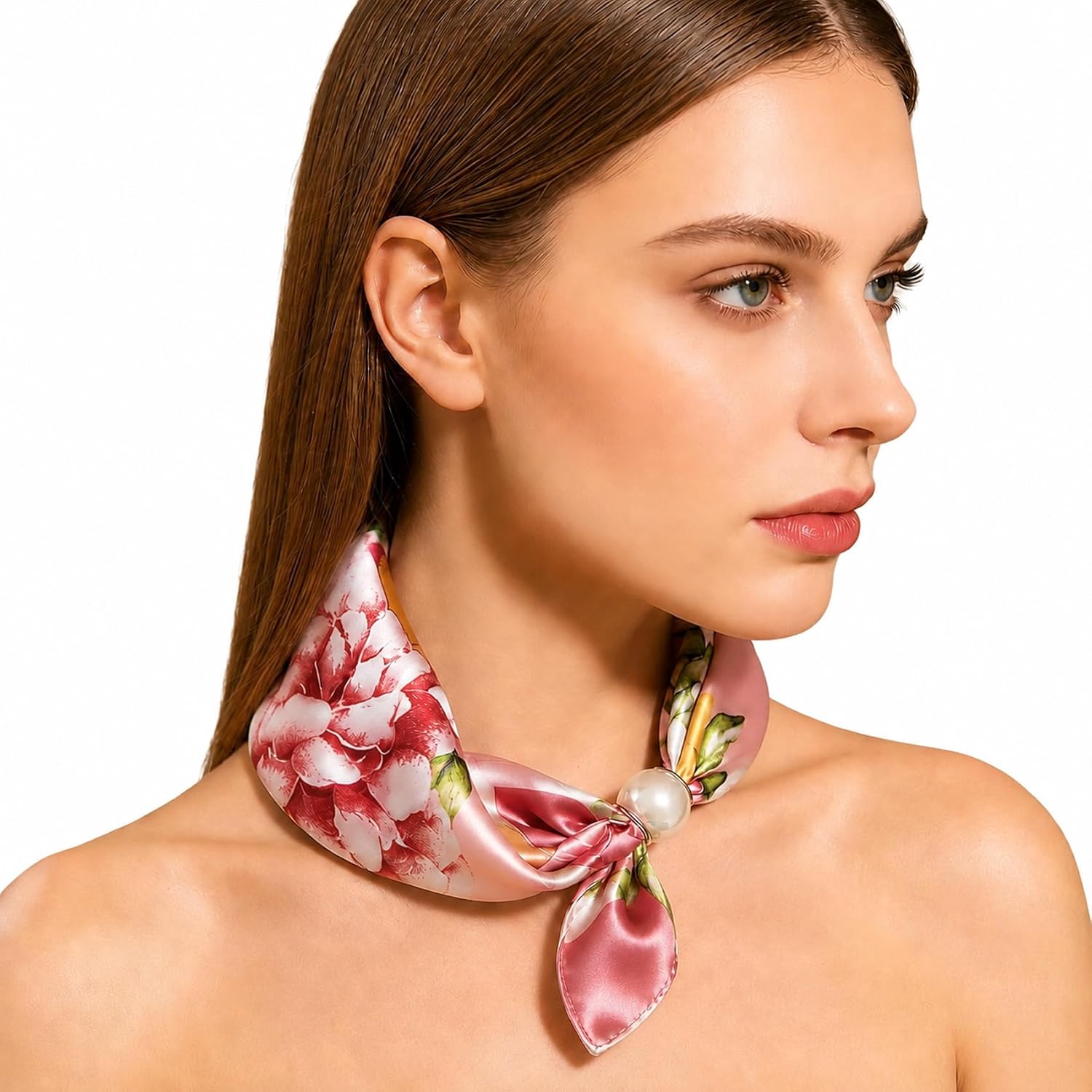 Glamour Pop on Pearl Necklace Scarf, Pearl Magnetic Scarf Clasp