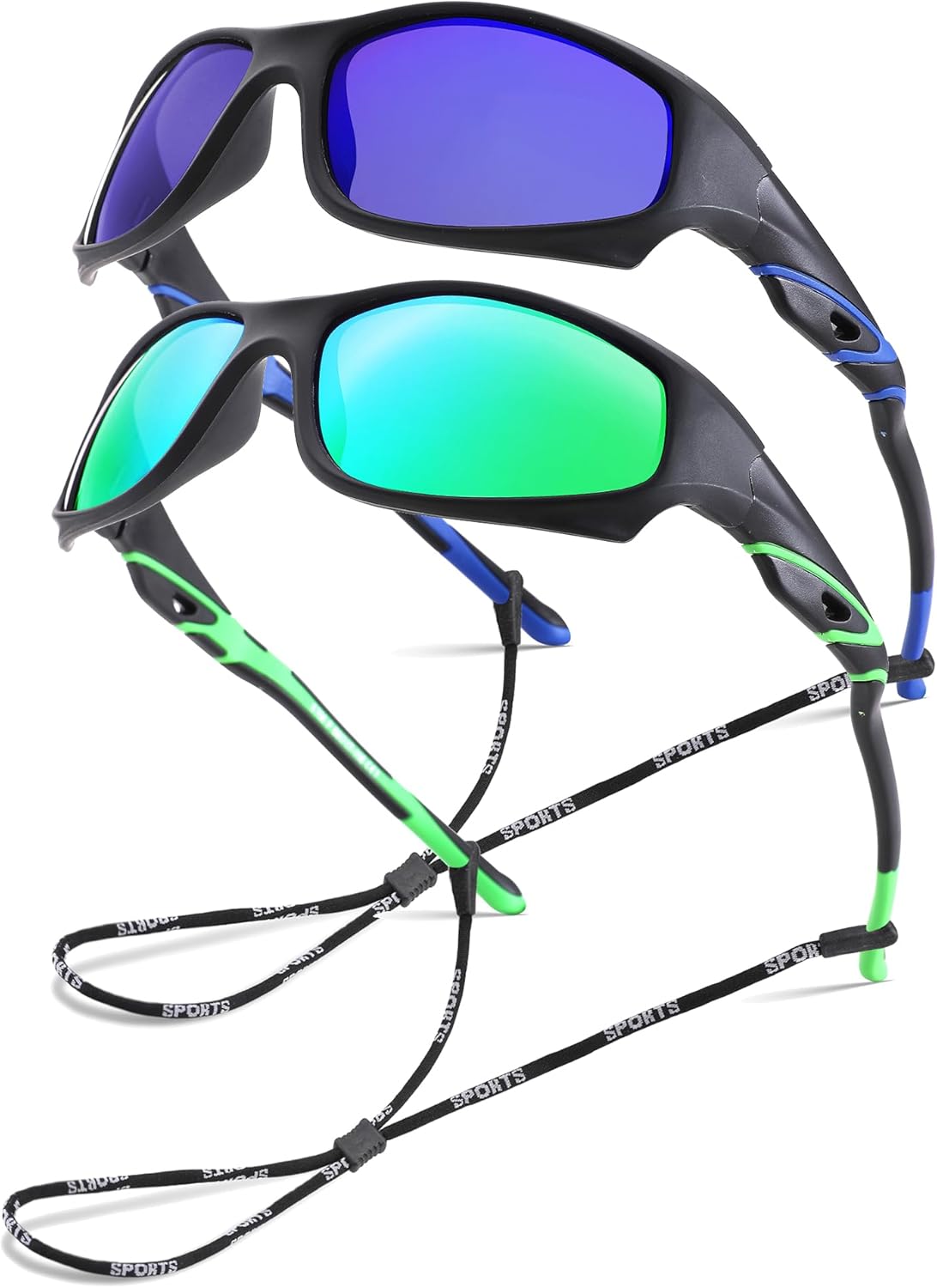 Kids Youth Baseball Sunglasses – Unbreakable Flexible Polarized Sports Sunglasses with Strap for Boys Girls Age 4-12