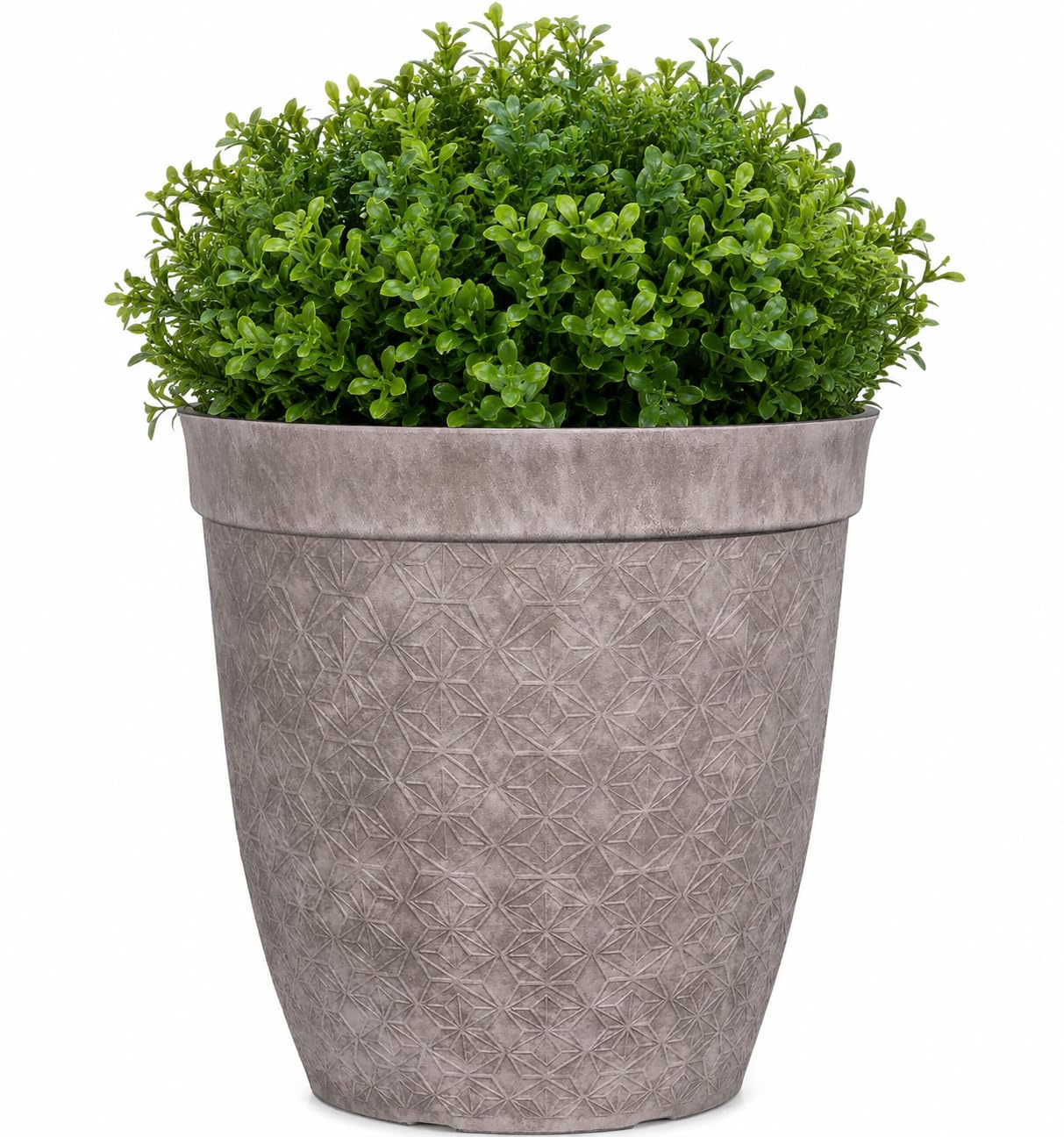 Muddy Hands 25 Litre Geometric Plant Pot Large Outdoor Garden Planter – Decorative Tall Round Plastic Flower Pot with Drainage Holes for Trees, Shrubs, Flowers & Patio Plants