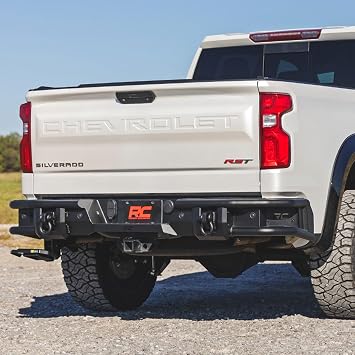 Rough Country Tubular Rear Bumper for Chevy Silverado 1500 (2019-2025) - High-Clearance Off-Road Bumper with Sensor Ports & LED Light Mounts