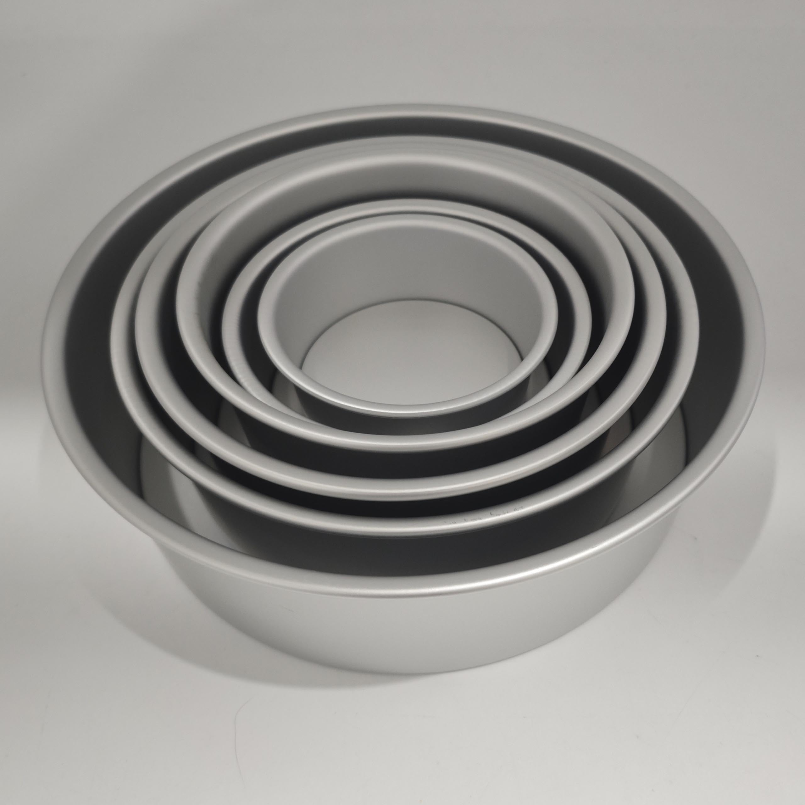 6 Piezas Moldes Reposteria Aluminio Anodizado 10/13/15/18/20/25 cm | Redondo Molde para Pastel con Base Extraíble, Molde Bizcocho Alu Anodizado para Capas de Tarta, Argento