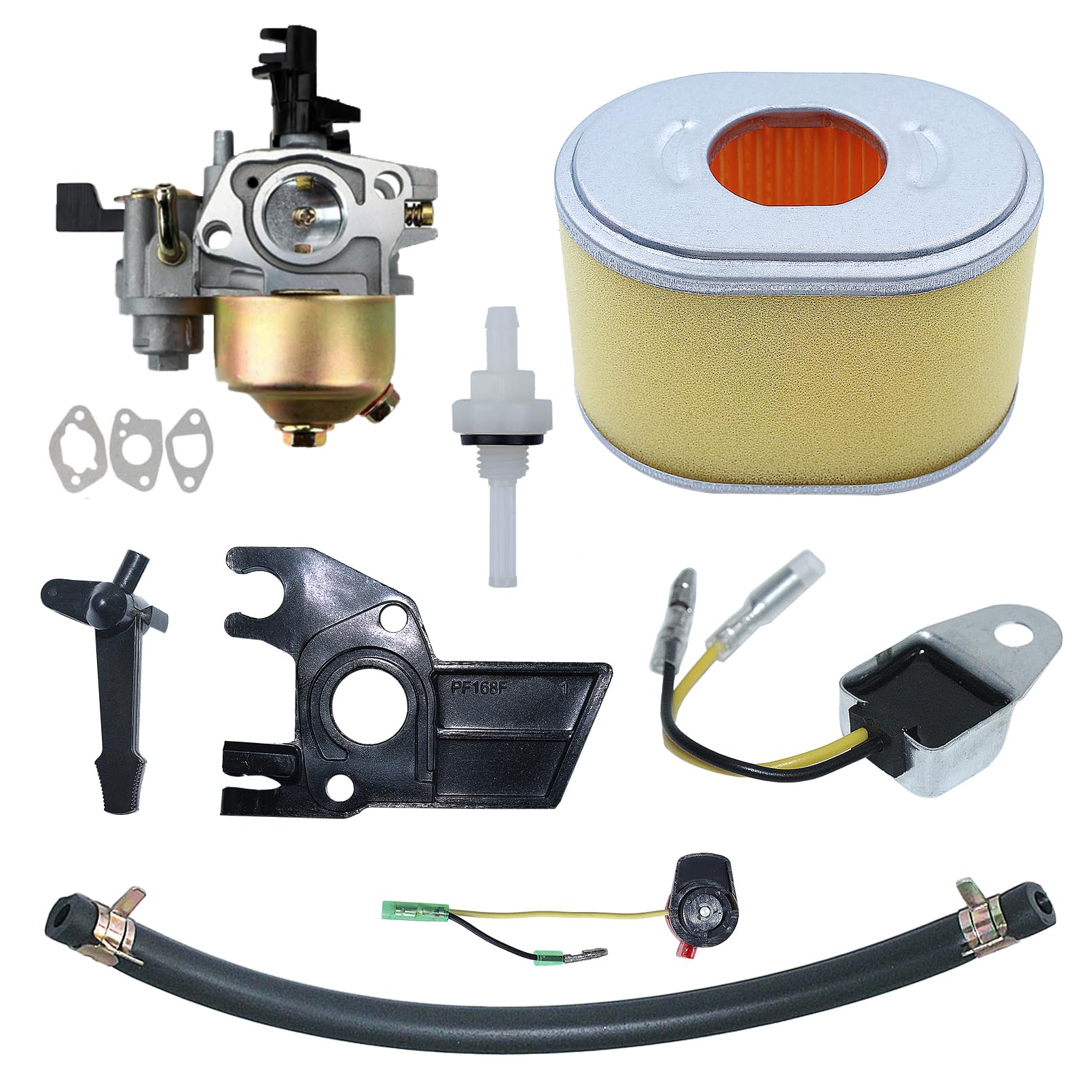 Carburatore per Honda GX120 GX140 GX160 GX168 GX200 Motore 5HP 5,5HP 6,5HP, Carburatori ADEFOL con Filtro dell'aria + Guarnizioni + Tubo carburante Accessorio Pezzo di Ricambio