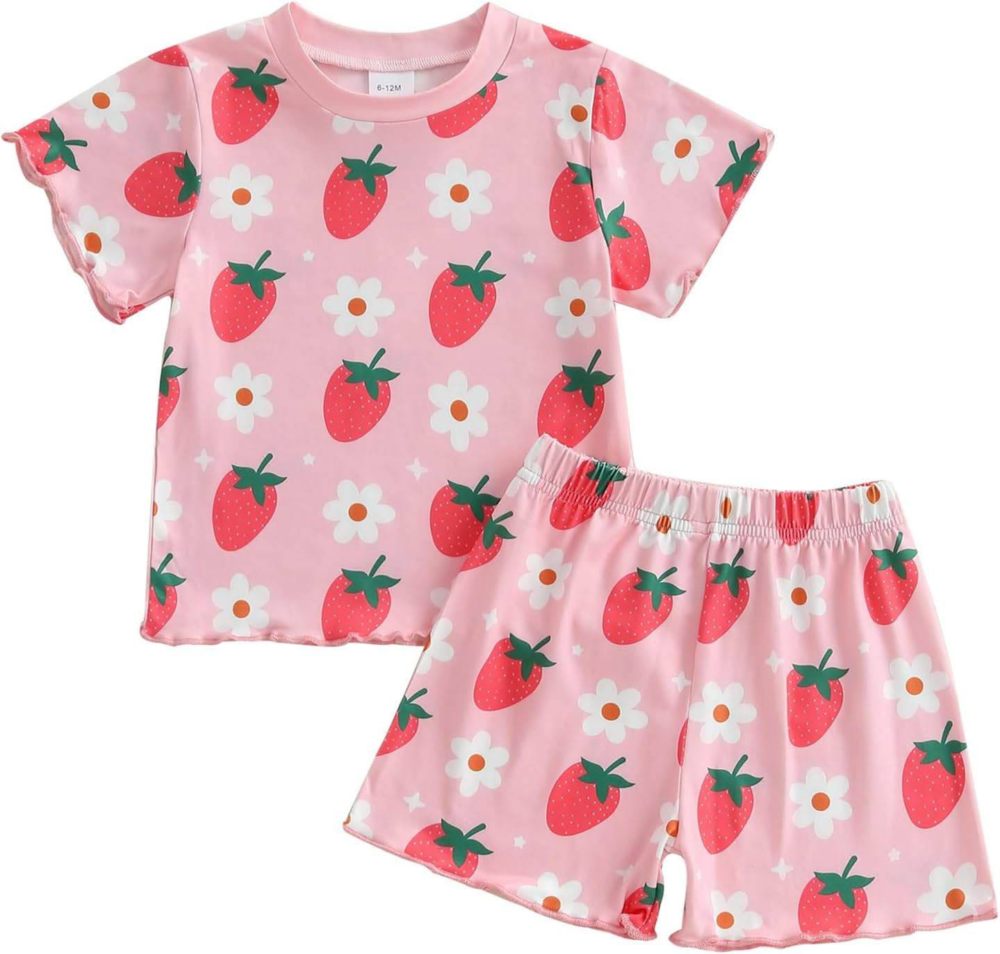 fhutpw Toddler Baby Girls Summer Clothes Floral Crewneck Short Sleeve T-Shirts Tops Ruffle Shorts Cute Outfits Set 6M-4T