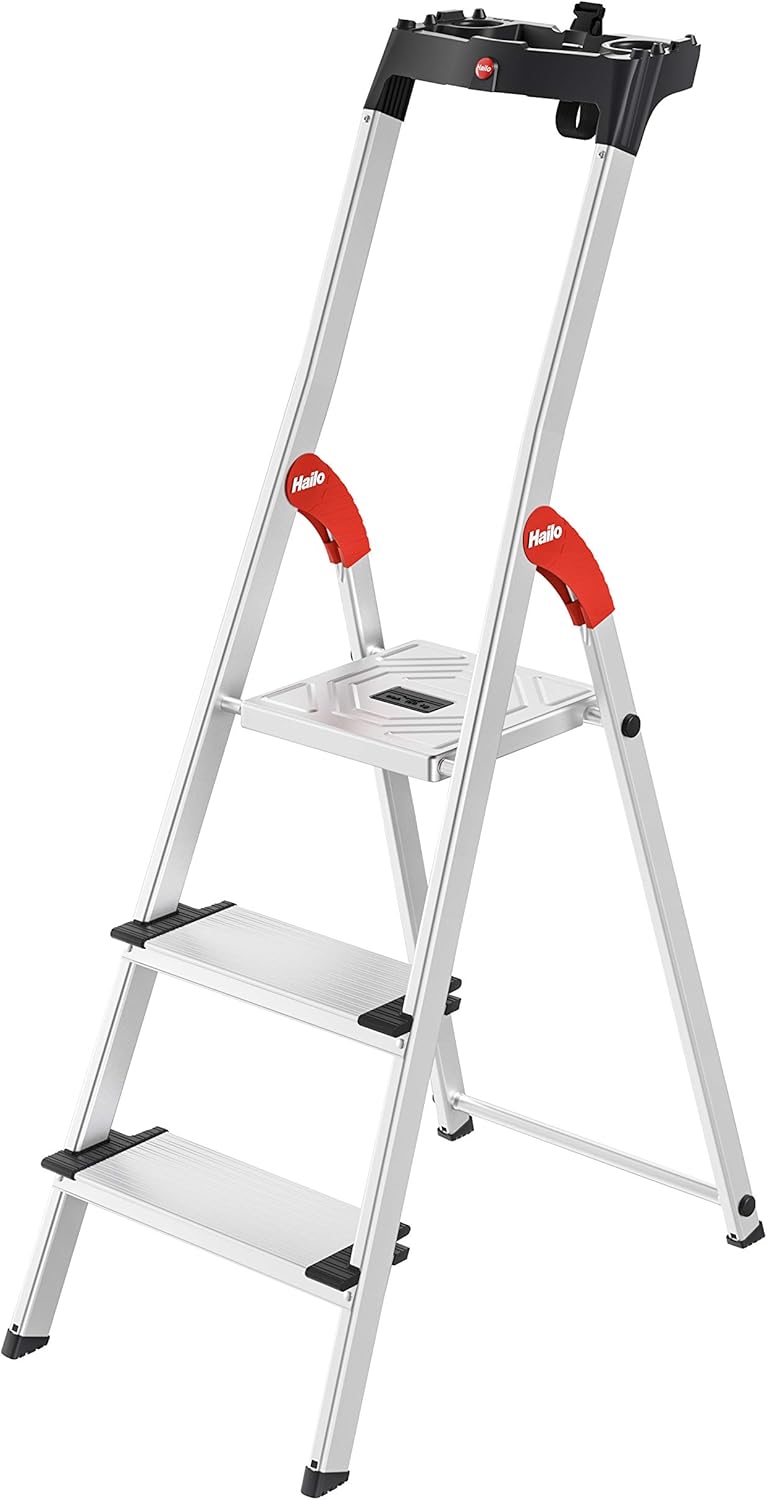 Hailo 8040507 XXL Safety Ladder, 5 Steps, Multifunction Tray, 130 mm