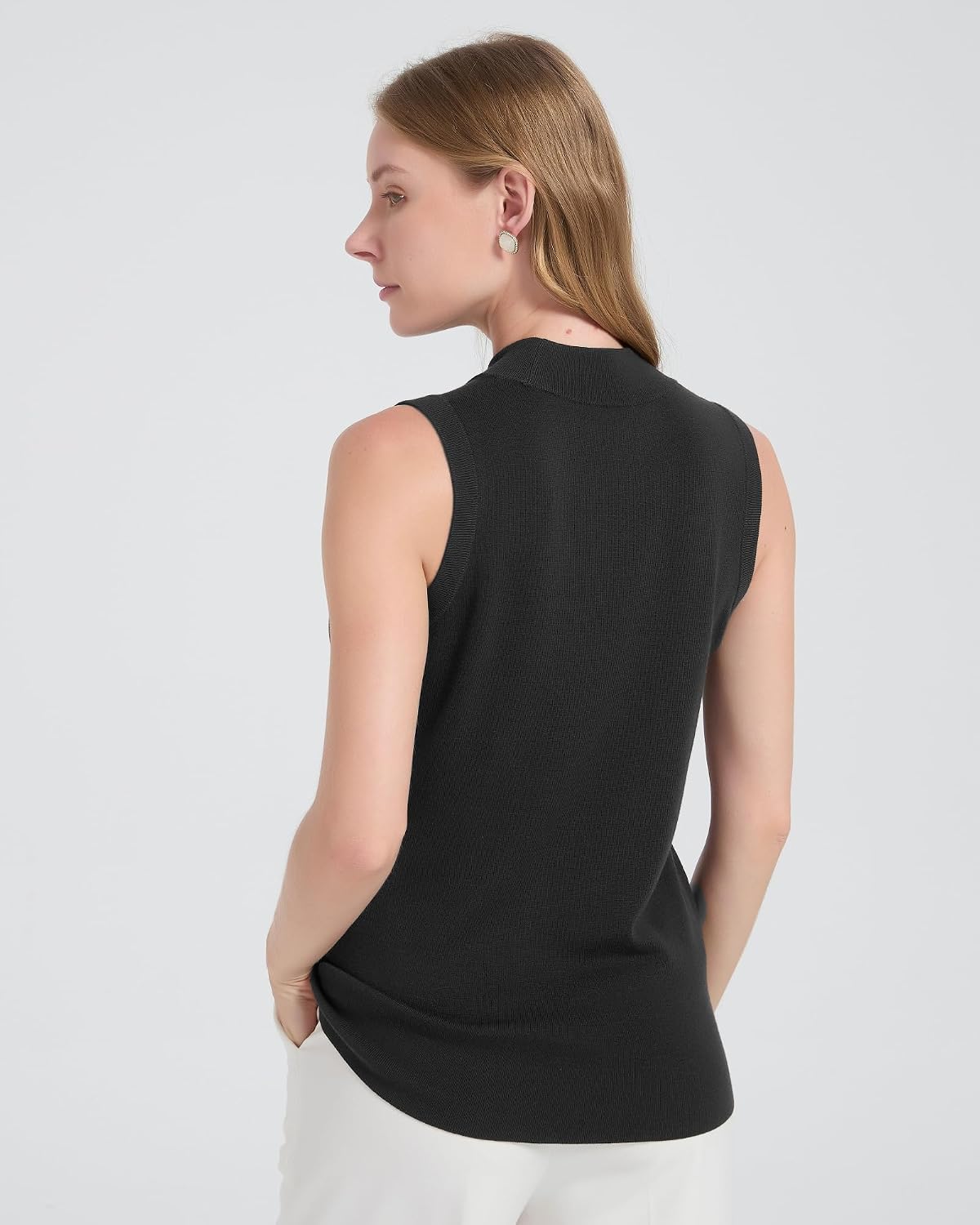 Women's 100% Merino Wool Sweater Tank Tops Soft Mock Neck Sleeveless Knit Vest All-Season Business Casual Tank 2026