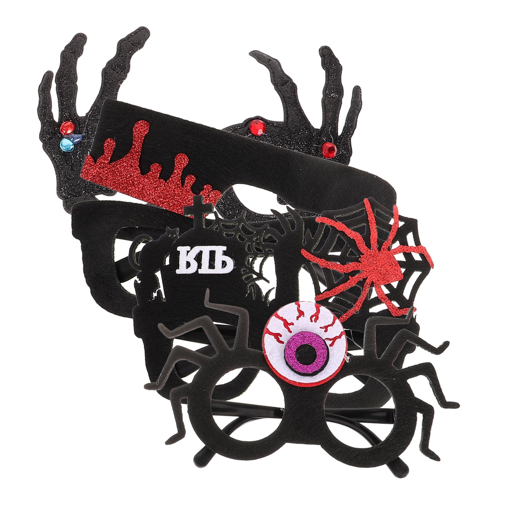 COLLBATH 4pcs Halloween Party Glasses Frames Unique Gothic Eyeglasses Frames Cosplay Funny Glasses Props