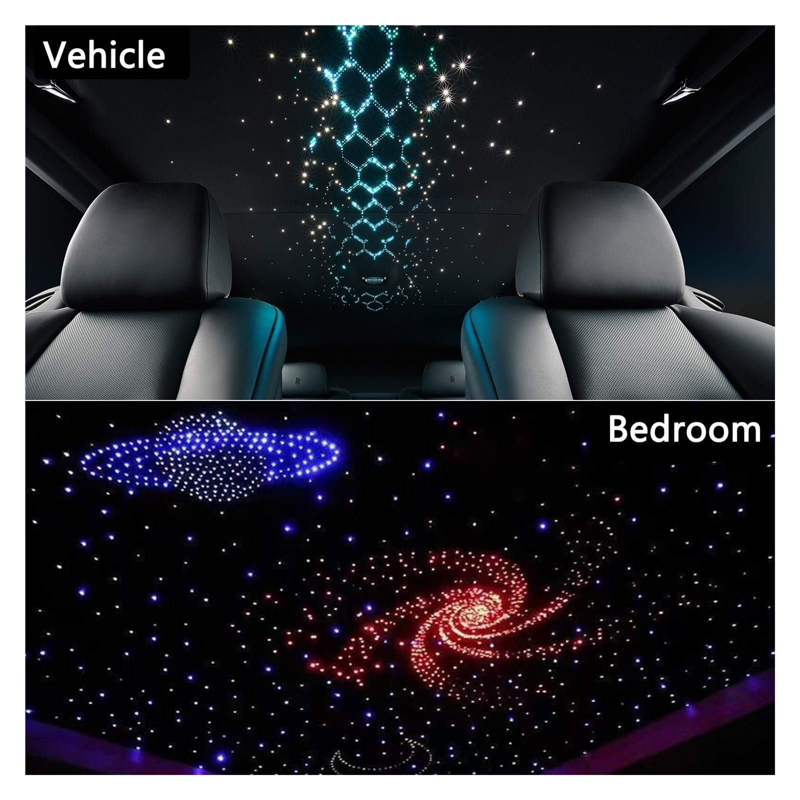 Oświetlenie wnętrza samochodu LED, 10W Twinkle Fiber Optic Star zestaw świateł sufitowych, RGBW na dach samochodowy gwiazda światła aplikacja Bluetooth sterowanie muzyką samochód gwiaździste niebo lam