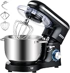 Kitchen in the Box 6.5QT 660W, 6-Speed Tilt-Head Stand Mixer (Black) | Equipped with Egg Whisk, Dough Hook & Flat Beater to Meet All Daily Homemade Bread, Cake and Cookie Baking Needs