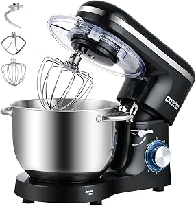 Kitchen in the Box 6.5QT 660W, 6-Speed Tilt-Head Stand Mixer (Black) | Equipped with Egg Whisk, Dough Hook & Flat Beater to Meet All Daily Homemade Bread, Cake and Cookie Baking Needs