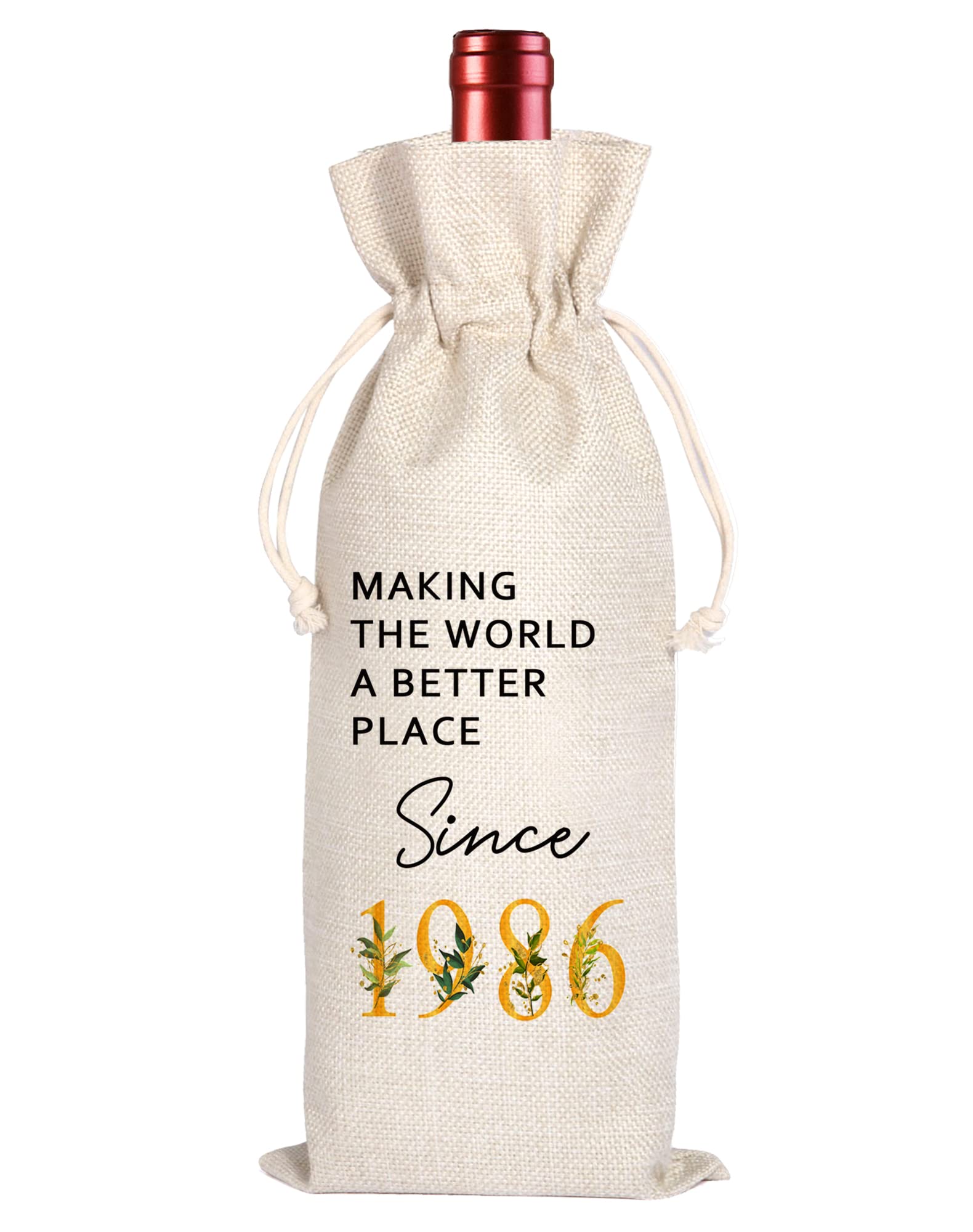 39 Birthday Wine Bag Gift |Making The World A Better Place Since 1986 | Birthday Gifts for Her Sister | 39 Years Old Gift Idea Wine Bag | Birthday Party Favors 11WB41
