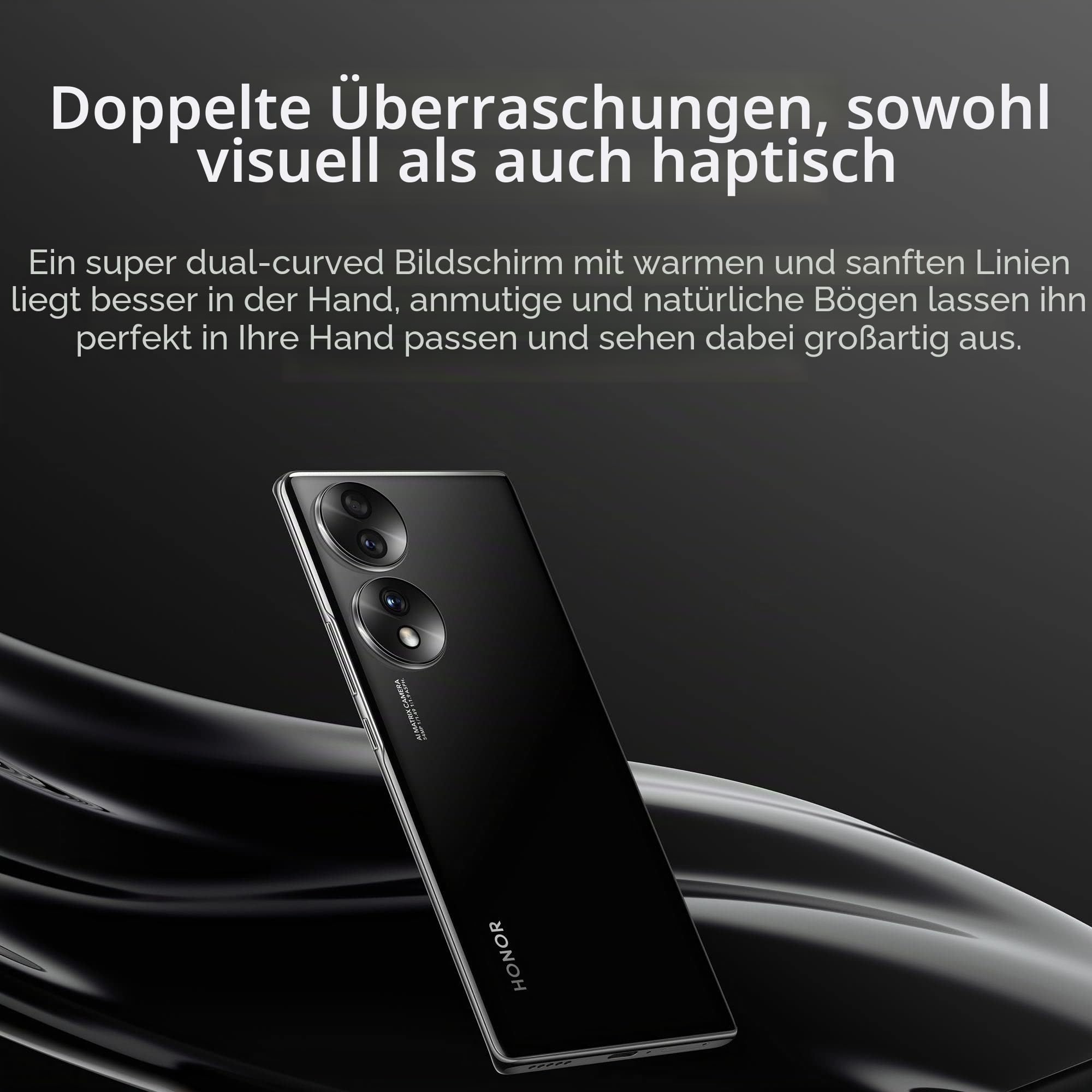 Honor 70 Smartphone, Handy 5G, SIM-frei entsperrt, 8+256GB, 54MP Dreifach-Rückkamera, 120Hz 6,67 Zoll OLED Curved Screen, Android 12, 4800mAh Midnight Black
