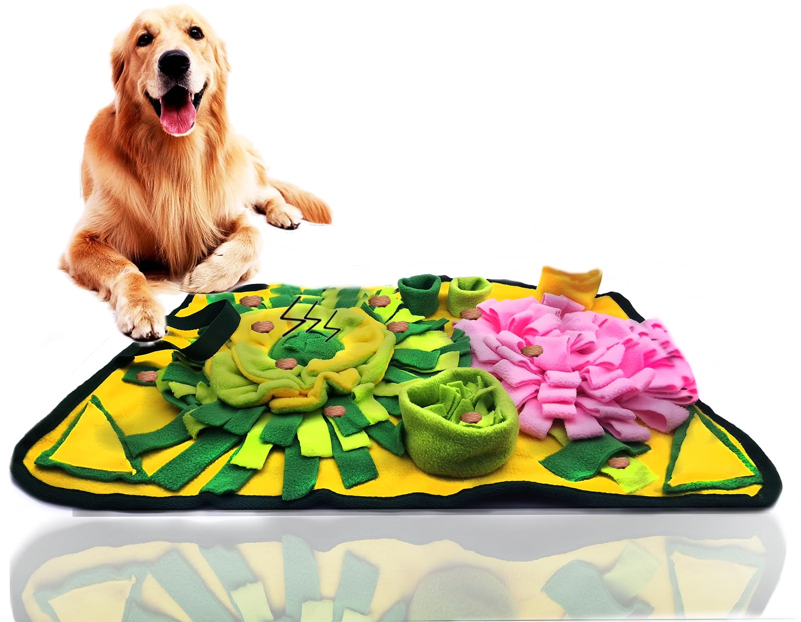 Alibuy Dogs Snuffle Mat Pet Feeding Mats Puppy Sniffing Pad,Cat Doggies Interactive Puzzle Toys for Multiple Breeds Encourages Natural Foraging Skills,Training and Stress Release (Yellow)
