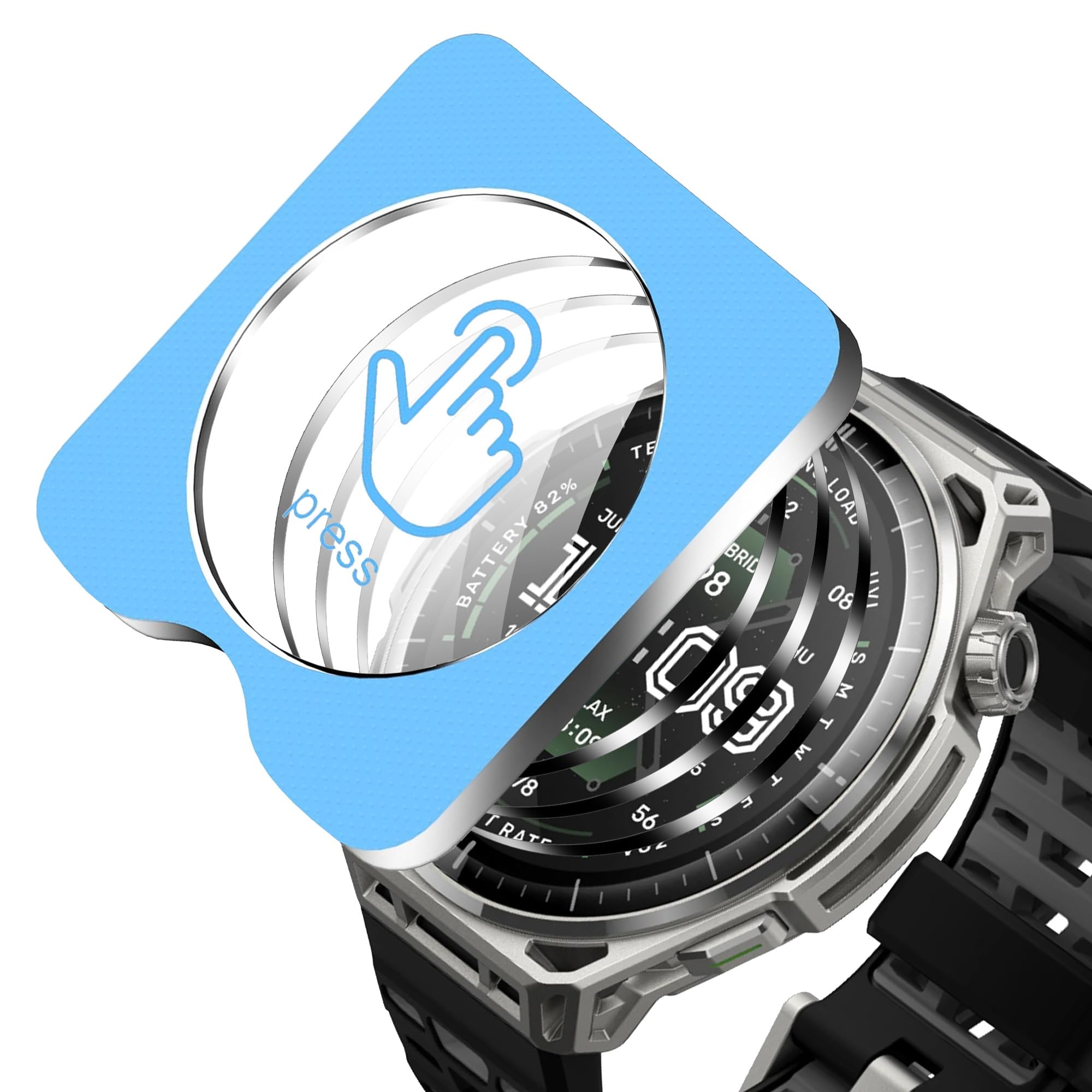Protector de Pantalla para Amazfit Balance 3 Cristal Templado, 3 Unidades Vidrio Templado 9H con Guía de Posicionamiento – Antiarañazos, Antihuellas, Resistente a Impactos