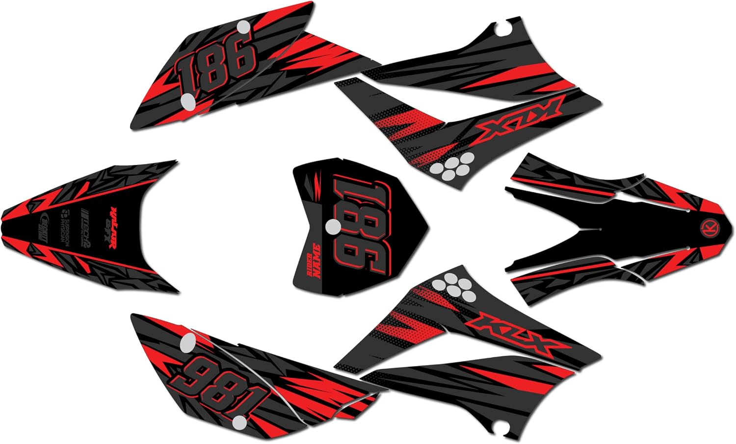 Graphics Kit for Kawasaki KLX110, KLX110R/RL (2010-2024) TWITCH Series Green 16 Mil - Dirt bike Custom Racing Graphics Decals Stickers Kit, no-plastics